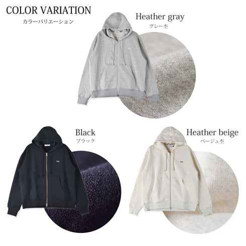 【日本製】 パーカー スウェット メンズ 裏起毛 暖かい フルジップ 無地 グレー(FL23FW-003-gr)