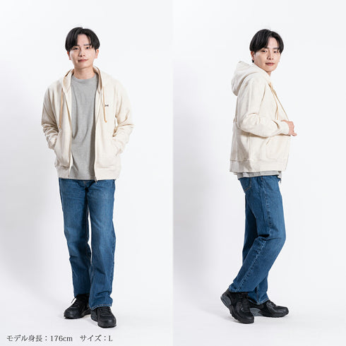 【日本製】 パーカー スウェット メンズ 裏起毛 暖かい フルジップ 無地 ブラック(FL23FW-003-bk)