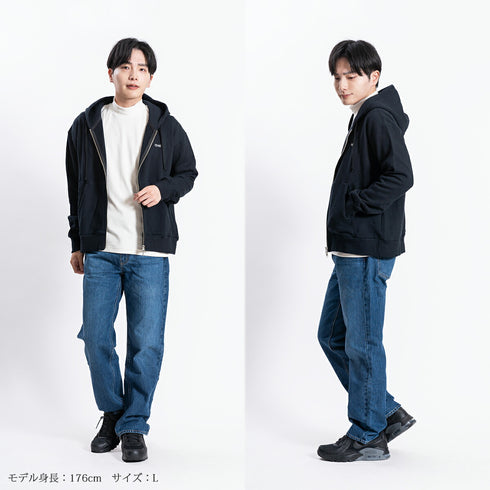 【日本製】 パーカー スウェット メンズ 裏起毛 暖かい フルジップ 無地 グレー(FL23FW-003-gr)