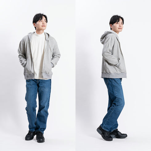 【日本製】 パーカー スウェット メンズ 裏起毛 暖かい フルジップ 無地 ベージュ(FL23FW-003-be)