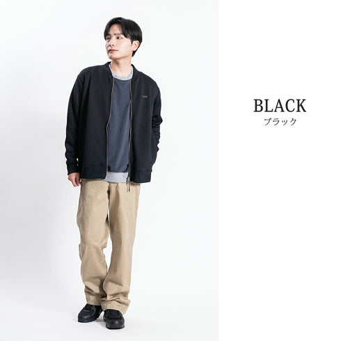 【日本製】 ジャケット メンズ フルジップ スウィングトップ 無地 ダンボールニット ブラック(FL23FW-005-bk)