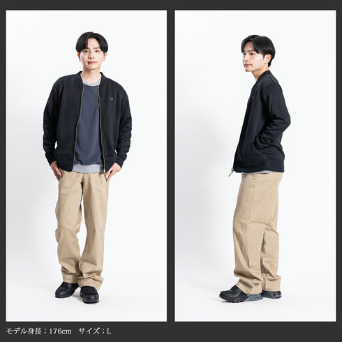 【日本製】 ジャケット メンズ フルジップ スウィングトップ 無地 ダンボールニット ブラック(FL23FW-005-bk)