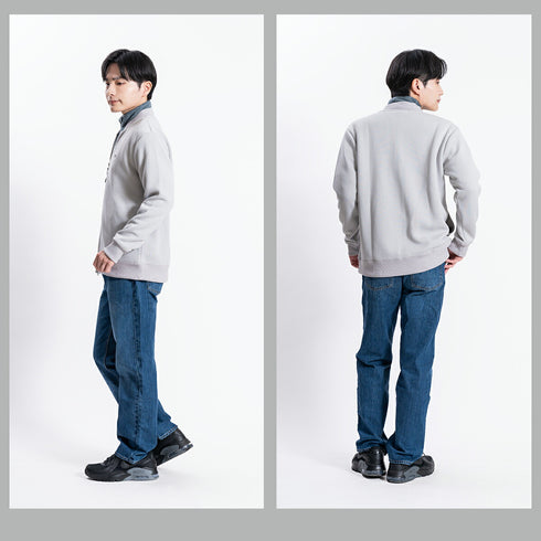 【日本製】 ジャケット メンズ フルジップ スウィングトップ 無地 ダンボールニット ブラック(FL23FW-005-bk)