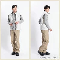 【日本製】 ベスト フリース メンズ 暖かい ジップアップ 2層ボンディング 無地 ブラック×グレー(FL23FW-009-bkgr)