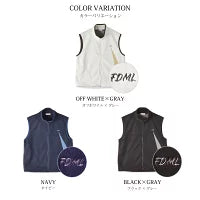 【日本製】 ベスト フリース メンズ 暖かい ジップアップ 2層ボンディング 無地 ブラック×グレー(FL23FW-009-bkgr)