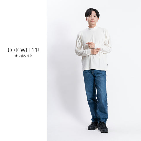 【日本製】 ハイネック インナー メンズ 長袖 暖かい 表起毛 柔らかい 保湿 無地 ブラック(FL22FW-010M-bk)