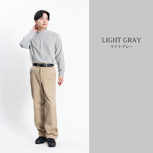 フリース ハイネック メンズ 長袖 カットソー 暖かい 起毛 ストレッチ 無地 ネイビー(FL22FW-014M-na)