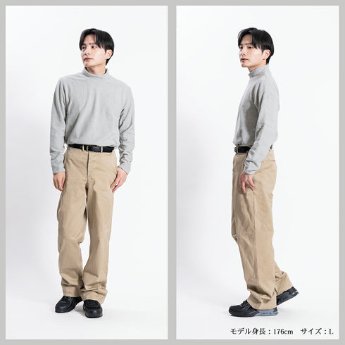 フリース ハイネック メンズ 長袖 カットソー 暖かい 起毛 ストレッチ 無地 ライトグレー(FL22FW-014M-lgr)