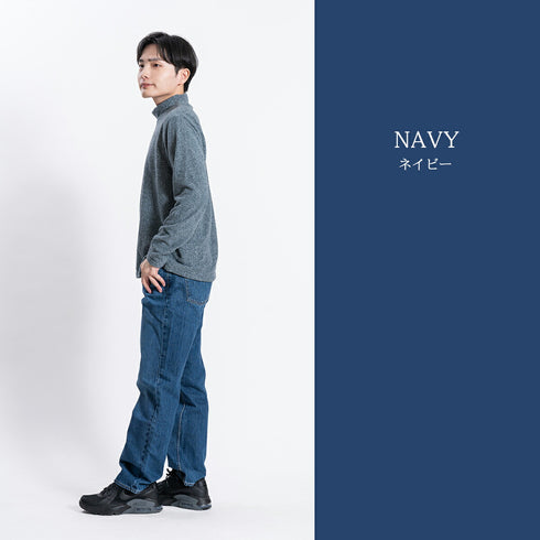 フリース ハイネック メンズ 長袖 カットソー 暖かい 起毛 ストレッチ 無地 ライトグレー(FL22FW-014M-lgr)