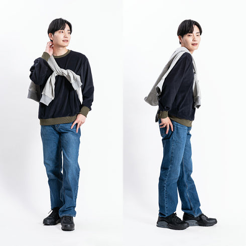 【日本製】スウェット メンズ トレーナー 暖かい 表起毛 クルーネック 無地 グレー(FL22FW-018M-gr)