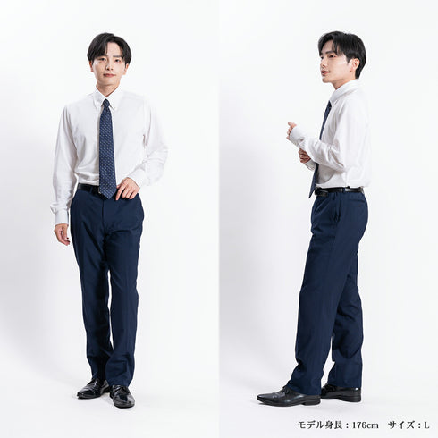 【日本製】 ワイシャツ メンズ ビジネス 長袖 イージーケア ノーアイロン 無地 ボタンダウン イージーフォーマルシャツ ホワイト(LKS22-013-wh)