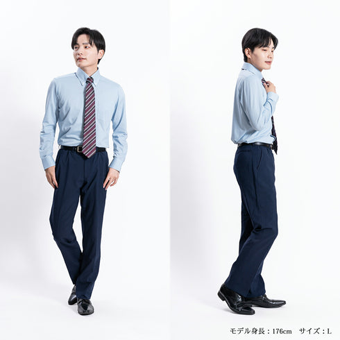 【日本製】 ワイシャツ メンズ 長袖 ビジネス イージーケア ノーアイロン 無地 ボタンダウン イージーフォーマルシャツ ホワイト(SNKN23-052-wh)