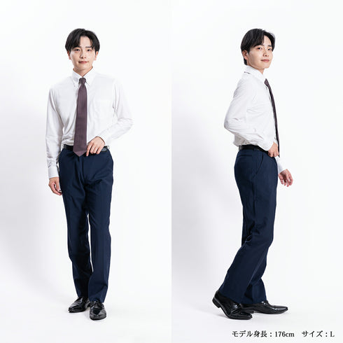 【日本製】 ワイシャツ メンズ 長袖 ビジネス イージーケア ノーアイロン 無地 ボタンダウン イージーフォーマルシャツ サックス(SNKN23-052-sa)