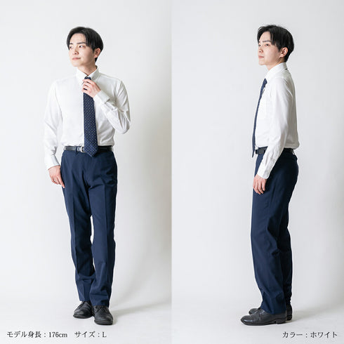 【日本製】 ワイシャツ メンズ ビジネス 長袖 イージーケア ノーアイロン 無地 ボタンダウン イージーフォーマルシャツ ホワイト(2021-SS22-wh)