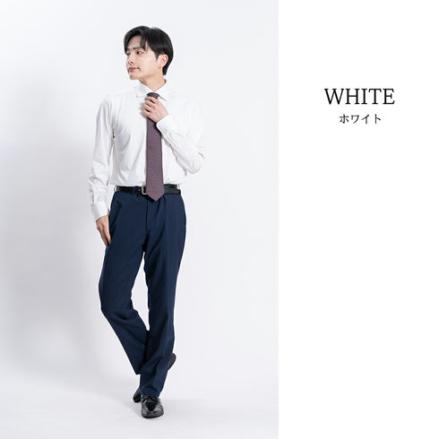 【日本製】ワイシャツ メンズ ビジネス 長袖 イージーケア ノーアイロン 無地 イージーフォーマルシャツ サックス(SNKN23-045-sa)