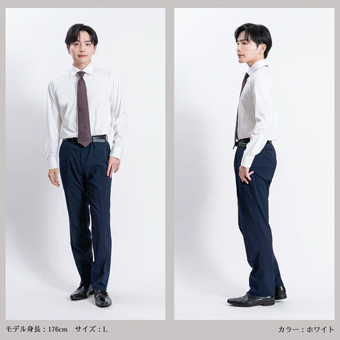 【日本製】ワイシャツ メンズ ビジネス 長袖 イージーケア ノーアイロン 無地 イージーフォーマルシャツ サックス(SNKN23-045-sa)