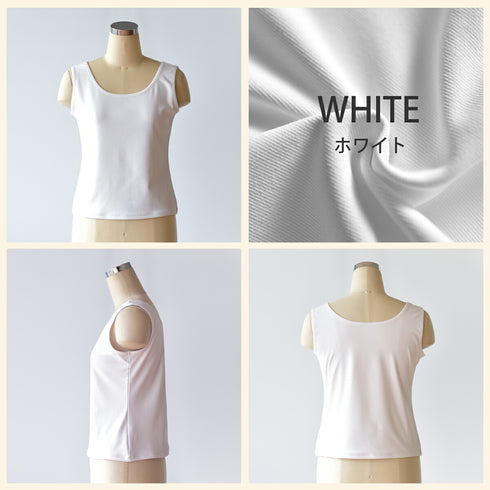 【日本製】 タンクトップ レディース インナー 吸水速乾 UVカット 無地 クルーネック エコ素材 ベアスムース ブラック(FL24SS-007-bk)