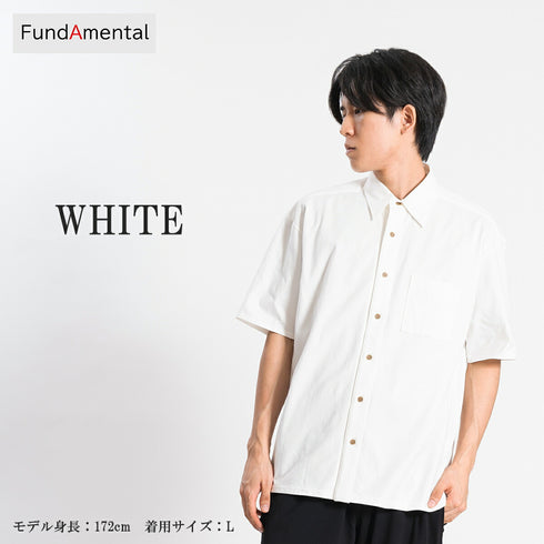 【日本製】 シャツ メンズ 半袖 大きいサイズ ワンポケット 無地 オーガニックコットン 綿100% ボックスシルエット ホワイト(FL24SS-002-wh)