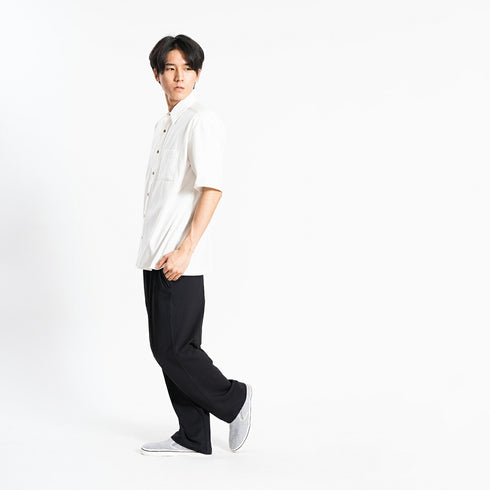 【日本製】 シャツ メンズ 半袖 大きいサイズ ワンポケット 無地 オーガニックコットン 綿100% ボックスシルエット ホワイト(FL24SS-002-wh)