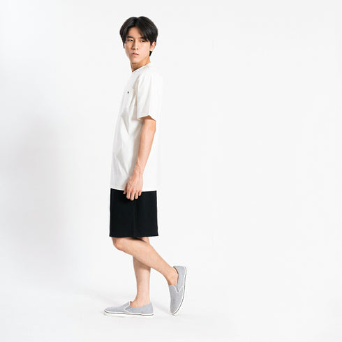 【日本製】 ハーフパンツ メンズ ひざ上 ショート ワッフル生地 綿100% 柔らかい 涼しい 無地 ネイビー(FL24SS-005-na)