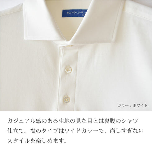 【日本製】 ポロシャツ メンズ 長袖 ビジネス カジュアル 綿100% GIZAコットン 無地 ワイドカラー サックス(SPKB24-070-sa)