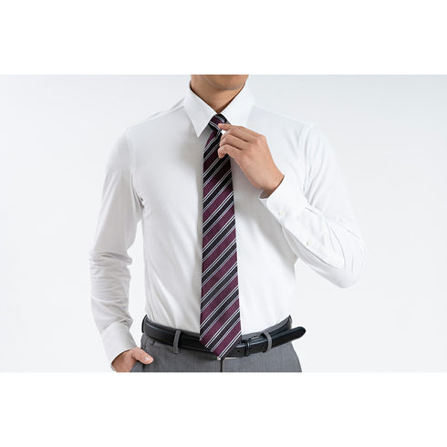 【日本製】 ワイシャツ メンズ ビジネス 長袖 白シャツ スリムフィット 吸水速乾 ストレッチ ノーアイロン 無地 レギュラーカラー イージーフォーマルシャツ ホワイト(SNKN24-073FM-wh)