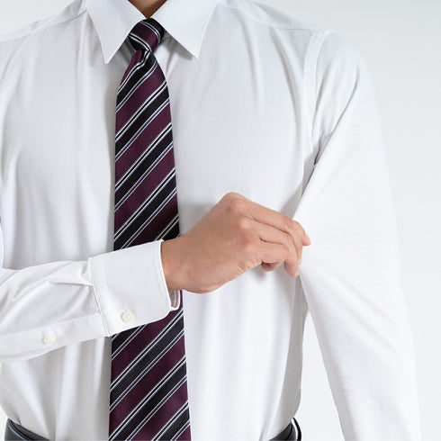 【日本製】 ワイシャツ メンズ ビジネス 長袖 スリムフィット 吸水速乾 ストレッチ ノーアイロン 無地 レギュラーカラー イージーフォーマルシャツ サックス(SNKN24-073FM-sa)