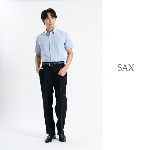 【日本製】 ワイシャツ メンズ 半袖 ビジネスカジュアル ストライプ レギュラーカラー 綿100% サッカー生地 ベージュ(SHFG23-057-be)