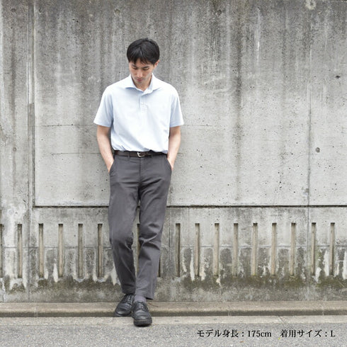 【日本製】 ポロシャツ メンズ 半袖 ビジネスカジュアル 形態安定 ストレッチ ワイドカラー ヘアラインストライプ パープル(SPKB24-072-pu)