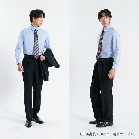 【日本製】ワイシャツ メンズ ビジネス 長袖 イージーケア ノーアイロン 無地 セミワイドカラー イージーフォーマルシャツ ホワイト(SNKN24-075-wh)