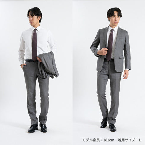 【日本製】ワイシャツ メンズ ビジネス 長袖 イージーケア ノーアイロン 無地 セミワイドカラー イージーフォーマルシャツ サックス(SNKN24-075-sa)