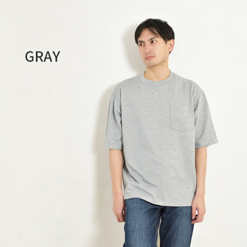 【日本製】 tシャツ メンズ 半袖 ビッグシルエット 吸水速乾 クルーネック ワンポケット 無地 デニム(FL24SS-009-de)