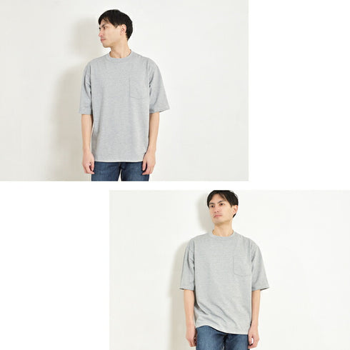 【日本製】 tシャツ メンズ 半袖 ビッグシルエット 吸水速乾 クルーネック ワンポケット 無地 デニム(FL24SS-009-de)
