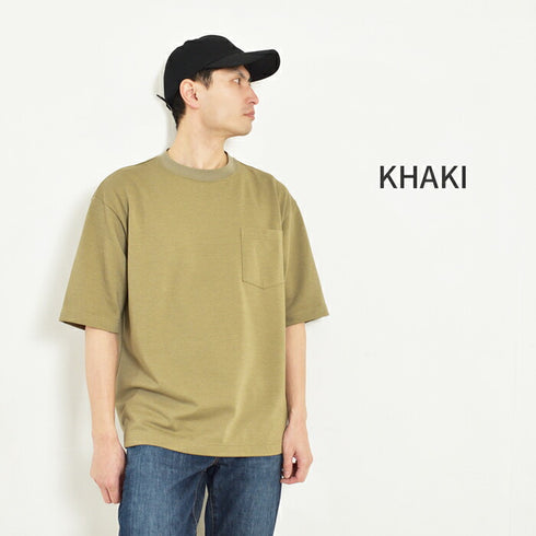 【日本製】 tシャツ メンズ 半袖 ビッグシルエット 吸水速乾 クルーネック ワンポケット 無地 デニム(FL24SS-009-de)