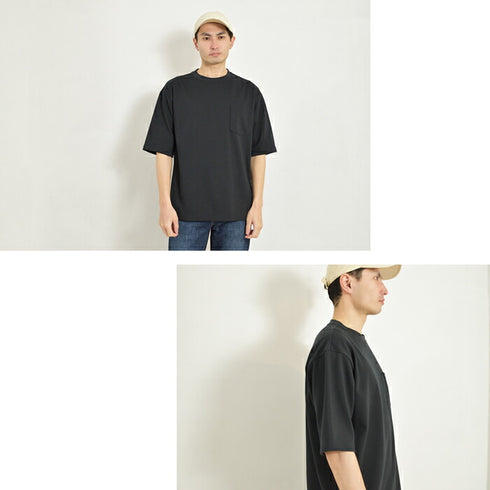 【日本製】 tシャツ メンズ 半袖 ビッグシルエット 吸水速乾 クルーネック ワンポケット 無地 デニム(FL24SS-009-de)