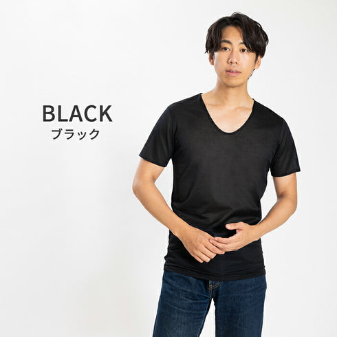 【日本製】 涼しいインナー メンズ 半袖 Vネック 速乾 肌着 無地 アゼック ベージュ(22SS0001-be)