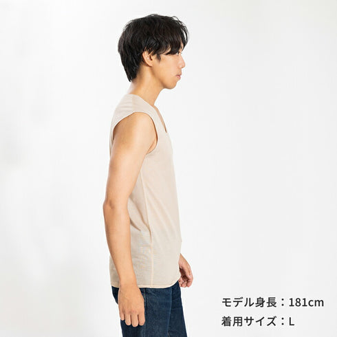 【日本製】 涼しいインナー メンズ ノースリーブ タンクトップ Vネック 速乾 肌着 無地 アゼック ホワイト(22SS0002-wh)