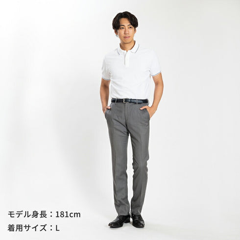 【日本製】 ポロシャツ メンズ 半袖 鹿の子 カノコ 綿100% リブ襟 ヘリンボーン 無地 ブラック(SPKB24-083-bk)