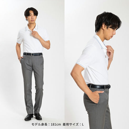 【日本製】 ポロシャツ メンズ 半袖 鹿の子 カノコ 綿100% リブ襟 バーズアイ 無地 ホワイト(SPKB24-084-wh)