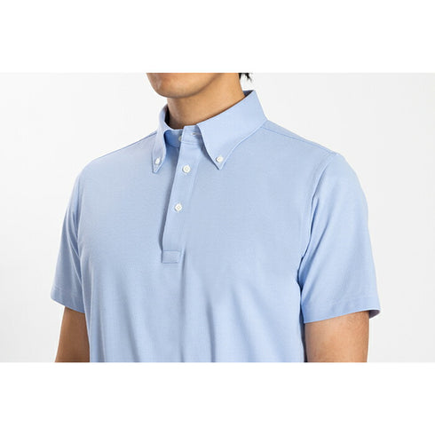 【日本製】 ポロシャツ メンズ 半袖 吸水速乾 軽い 無地 ボタンダウン ハニカムメッシュ ピンク(SPKB24-069-pi)