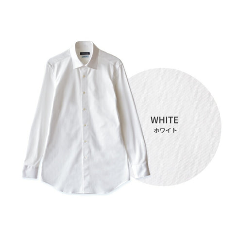 【日本製】 ワイシャツ メンズ ビジネス 長袖 スリムフィット 吸水速乾 ストレッチ ノーアイロン 無地 ワイドカラー イージーフォーマルシャツ ホワイト(SNKN24-074FM-wh)