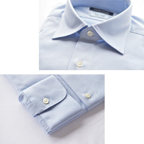 【日本製】 ワイシャツ メンズ ビジネス 長袖 スリムフィット 吸水速乾 ストレッチ ノーアイロン 無地 ワイドカラー イージーフォーマルシャツ ホワイト(SNKN24-074FM-wh)