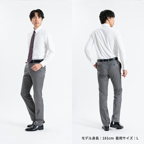 【日本製】 ワイシャツ メンズ ビジネス 長袖 スリムフィット 吸水速乾 ストレッチ ノーアイロン 無地 レギュラーカラー イージーフォーマルシャツ サックス(SNKN24-073FM-sa)