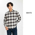【日本製】チェックシャツ メンズ 長袖 綿100% オーガニックコットン レギュラーカラー ホワイト(SNFB24-077-wh)