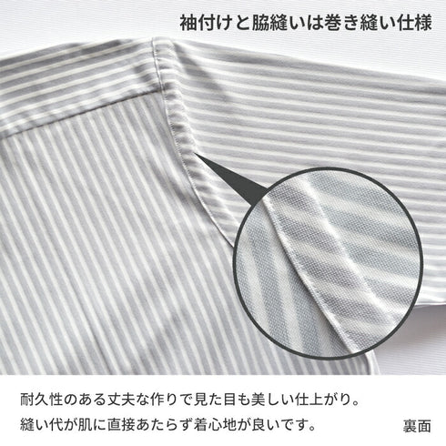 【日本製】ワイシャツ メンズ 長袖 ビジネス カジュアル イージーケア ノーアイロン ストライプ ボタンダウン ネイビー(SNKN24-080-na)