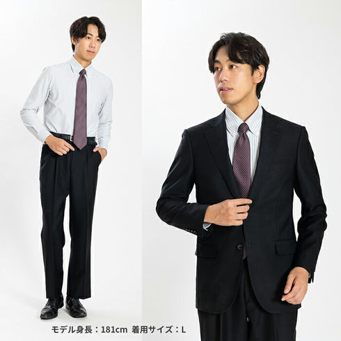 【日本製】ワイシャツ メンズ 長袖 ビジネス カジュアル イージーケア ノーアイロン ストライプ ボタンダウン パープル(SNKN24-080-pu)