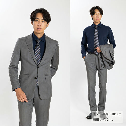 【日本製】ワイシャツ メンズ 長袖 ビジネス 吸水速乾 イージーケア 無地 ワイドカラー ハニカムメッシュ ネイビー(SNKN24-068-na)