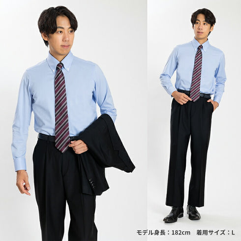 【日本製】ワイシャツ メンズ ビジネス 長袖 イージーケア ノーアイロン 無地 ボタンダウン イージーフォーマルシャツ ホワイト(SNKN24-081-wh )