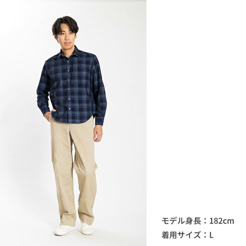 【日本製】チェックシャツ メンズ 長袖 暖かい コーデュロイ レギュラーカラー レッド(SNFB24-076-re)