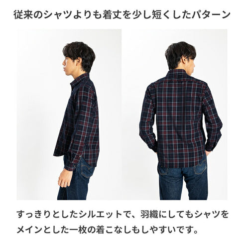 【日本製】チェックシャツ メンズ 長袖 暖かい コーデュロイ レギュラーカラー レッド(SNFB24-076-re)